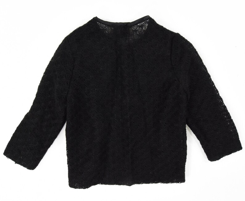 1960/'s Vintage Women/'s S Park Storyk Black Wool Crocheted Cardigan Feminine