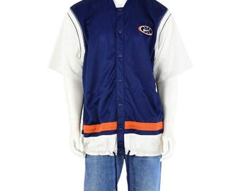 Y2k Vintage Nike Mesh Snap Front Athletic Shirt Mens XL Blue White Orange Baggy