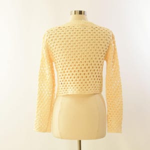 Luna & Ivy Cropped Crocheted Sweater Womens M Anthropologie Doily 70s Retro image 4
