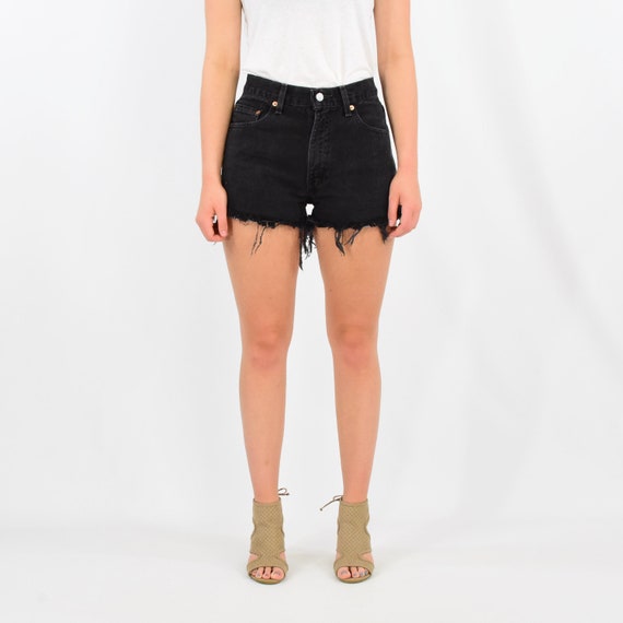 Vintage Womens Levis Black High Waist Shorts 550 … - image 2