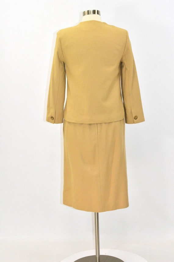 60s Vintage Wool Skirt Suit Camel Brown Womens Si… - image 4