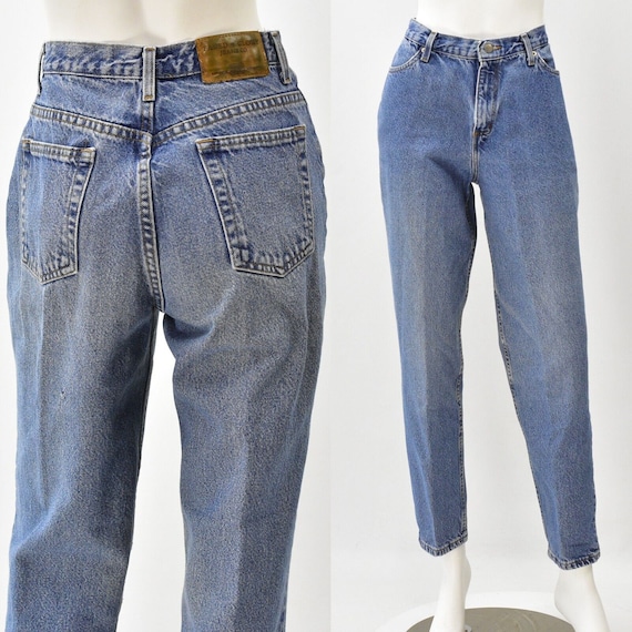 90s Vintage Jeans Dark Wash High Waist Tapered Le… - image 1