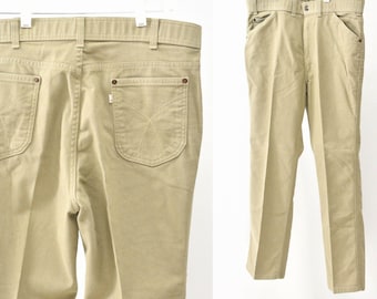 True 70s Vintage Mens 38 x 30 Levis For Men Tan Boot Cut Pants Made In USA