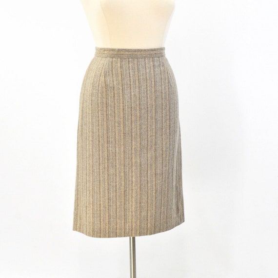 70s Vintage Striped Wool Skirt Suit Womens L Blue… - image 7