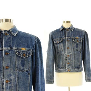 80s Vintage Mens S Dark Stone Wash Rustler Denim Jacket