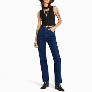 70s Vintage Wrangler Jeans Blue Wash High Waist Straight Leg Women 2 Rigid Denim image 1