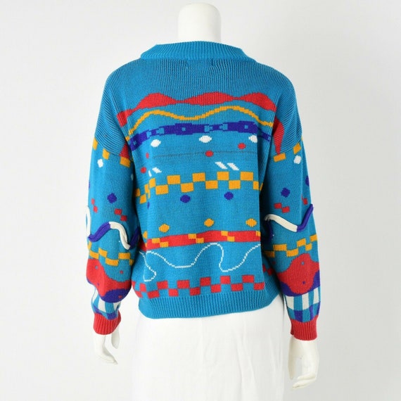 90s vintage novelty sweater geometric artsy color… - image 5