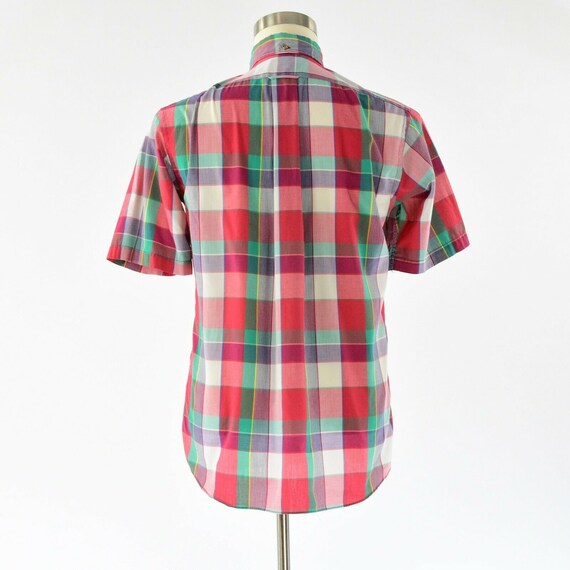 70s Vintage Mens M Plaid Button Front Shirt The F… - image 4