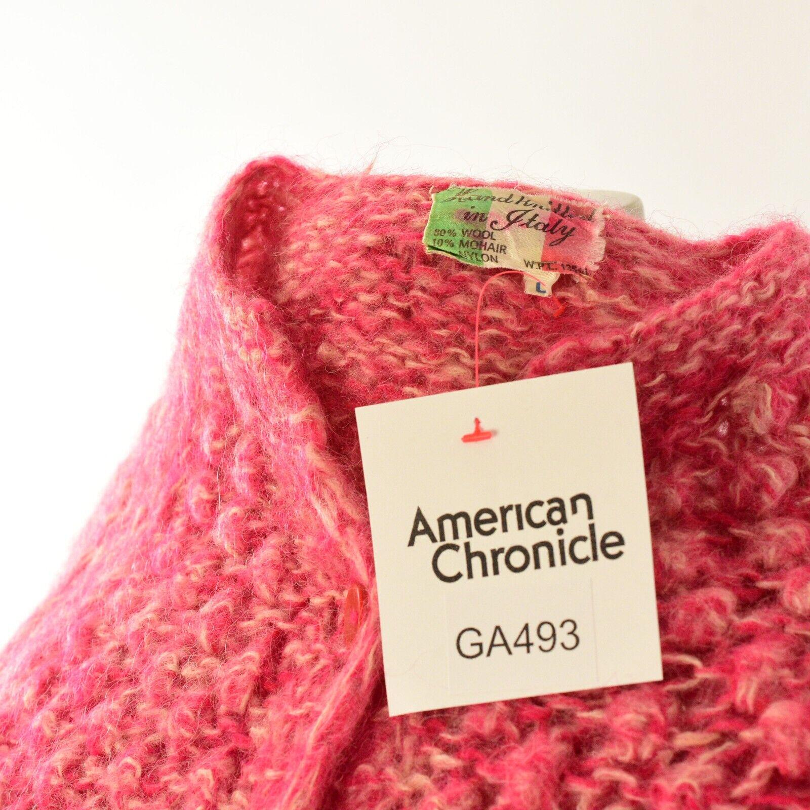 60s Vintage Wool/mohair Open Knit Cardigan Red & Pink Spring