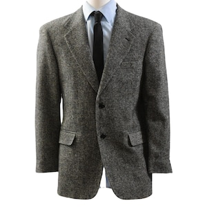 90s Vintage Deansgate Wool Marled Black & White 2-Button Blazer 41 3-Button Cuff