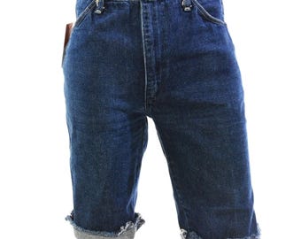 70s Vintage Maverick Cutoff Dark Wash Denim Shorts Womens M High Waist Western