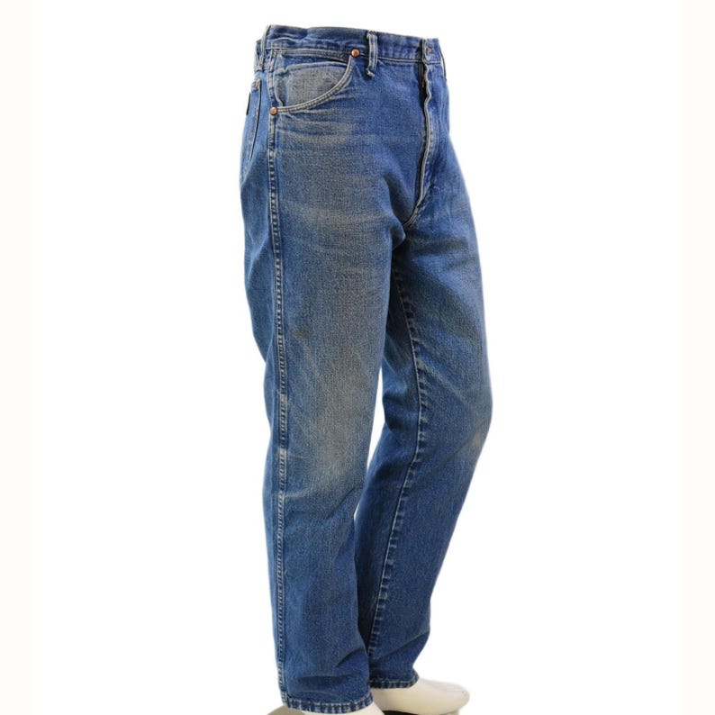 Vintage Wrangler Jeans Dark Stone Wash Straight Leg Mens 36x34 Cotton Grunge image 3