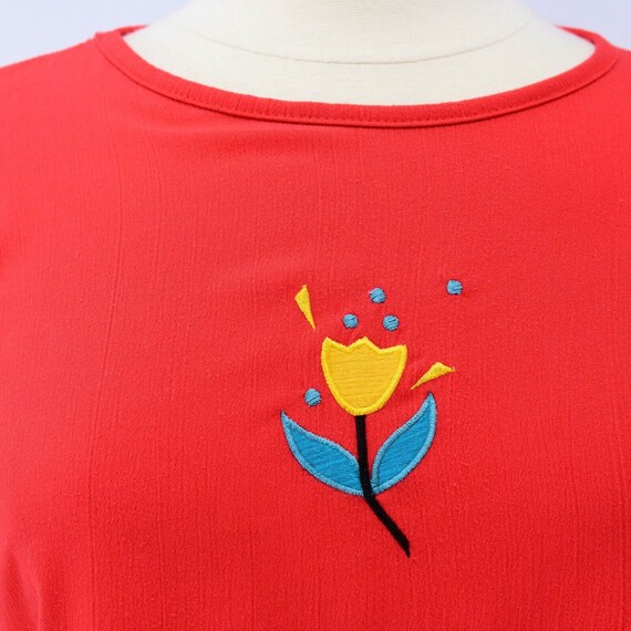 80s Vintage Womens L Peter Popovich Red Embroider… - image 3