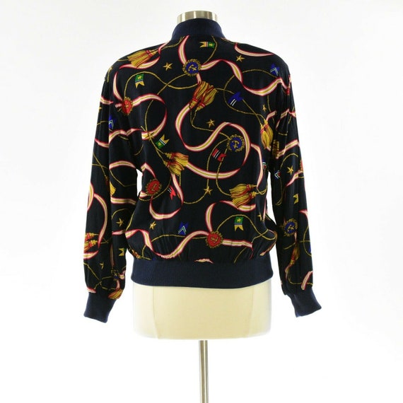 90s Vintage Womens L Or 12 Nautical Print Bomber … - image 4