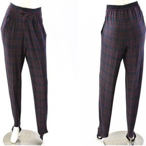 80s Vintage Plaid Tapered Leg High Waist Stirrup Pants Womens 4 Chelsea Studio
