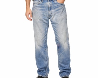 90s Vintage Rustler Straight Leg Denim Jeans Mens 34x32 Stone Wash Workwear