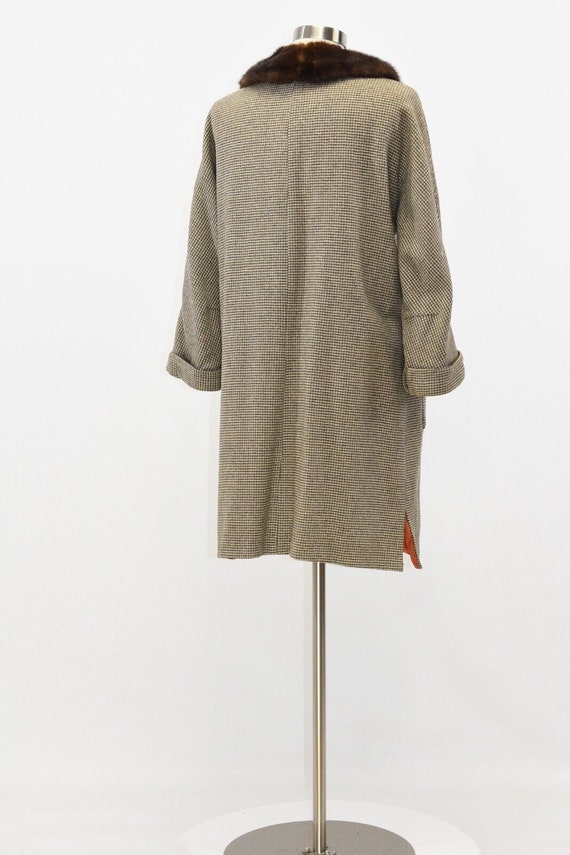 50s Vintage Womens Plaid Wool Coat Mink Collar Si… - image 5
