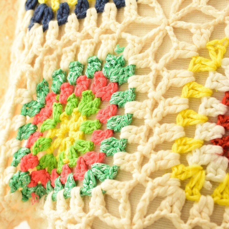 Luna & Ivy Cropped Crocheted Sweater Womens M Anthropologie Doily 70s Retro image 2