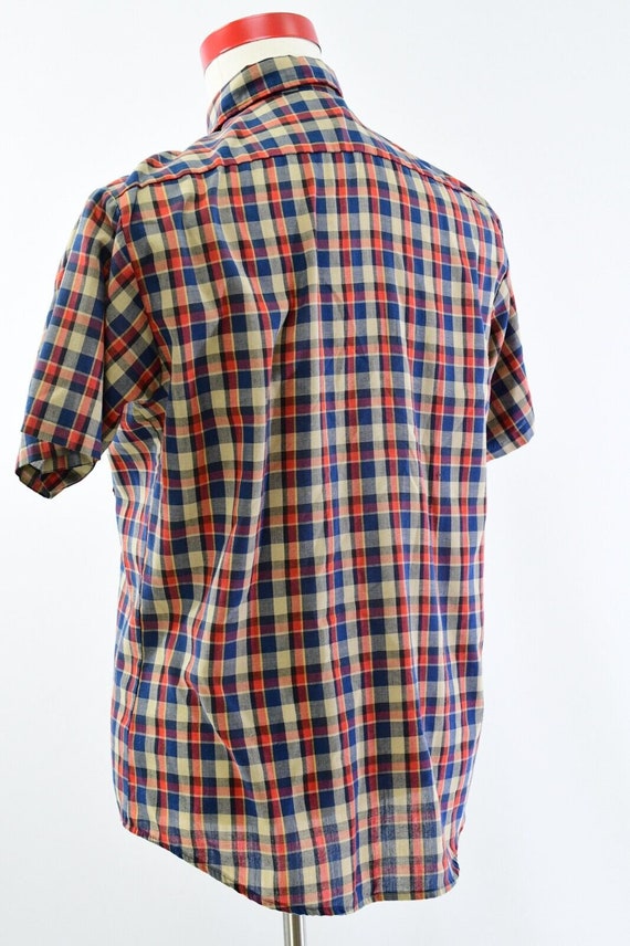 60s Vintage Mens M Checkered Short Sleeve Shirt S… - image 4