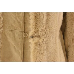 60s Vintage Fit N Flare Suede Coat Womens L Faux Fur Boho Luxe David Bowie Style bild 7