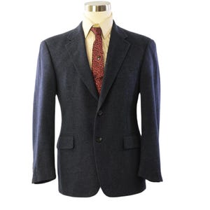 100% Camel Hair Paul Fredrick Suit Blazer Notch Lapel Black Men&#39;s 40S
