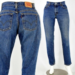 80s Vintage Womens High Waist Levis 550 Jeans Dark Stone Wash 40 x 30