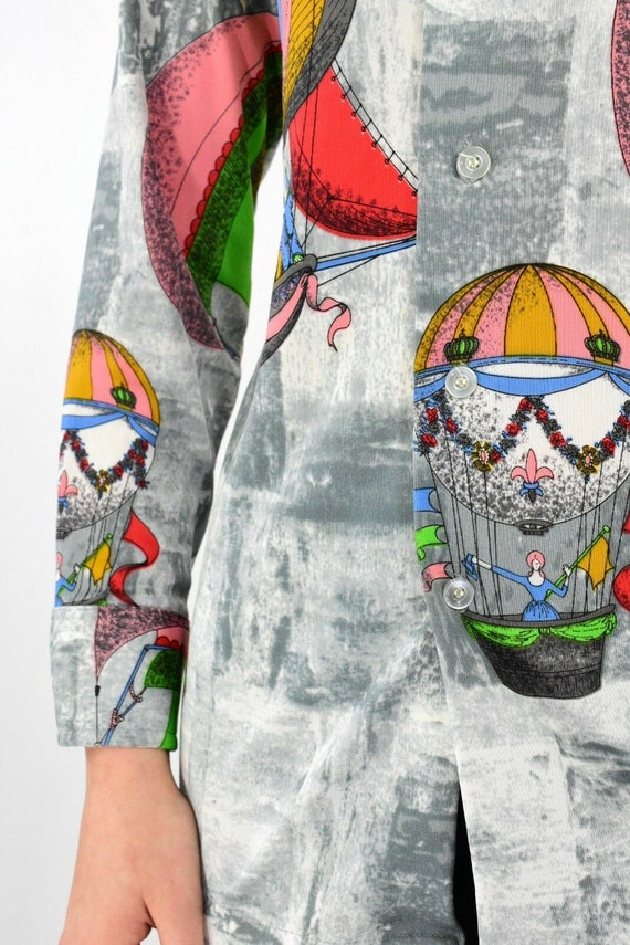 70s Vintage Hot Air Balloon Print Shirt Womens XS… - image 4