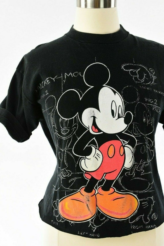 90s Vintage Womens L Cropped Mickey Mouse T Shirt… - image 2