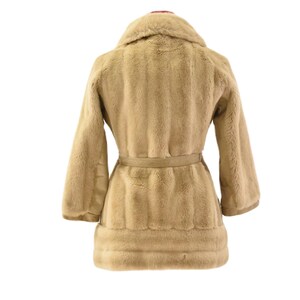 60s Vintage Fit N Flare Suede Coat Womens L Faux Fur Boho Luxe David Bowie Style bild 5
