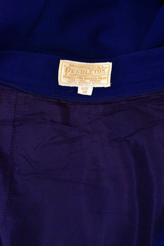 70s Vintage Navy Blue Wool Skirt Pendleton Womens… - image 8