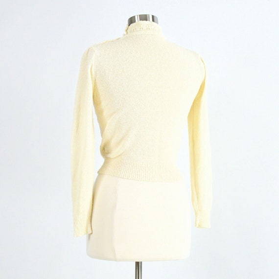 70s Vintage Ivory Mock Neck Sweater Womens XS - image 6