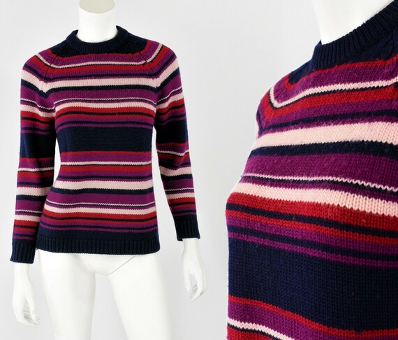 60s vintage virgin wool mock neck sweater womens S