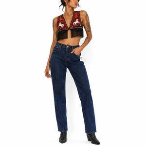 Vintage Wrangler Denim Jeans Womens 8 Dark Wash High Waist Stovepipe Straight image 1