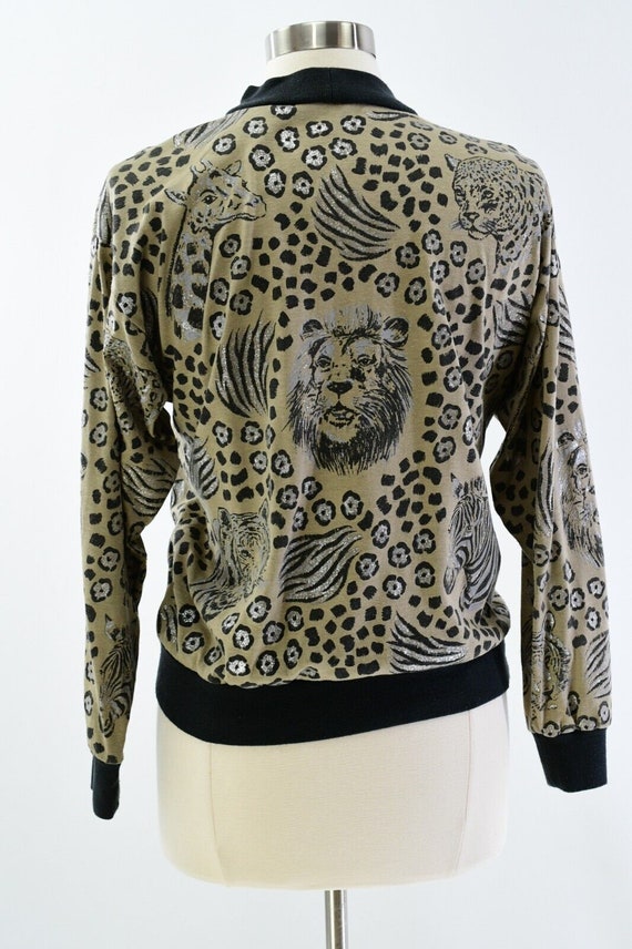 80s Vintage Womens M Novelty Print Top Big Cats &… - image 4