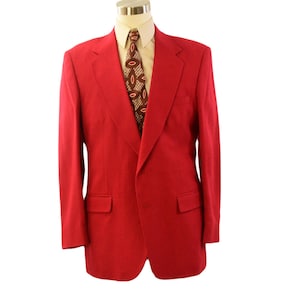 90s Vintage Slim Fit Burnt Red Jacket Mens 42 Blazer Party Work Casual Golf