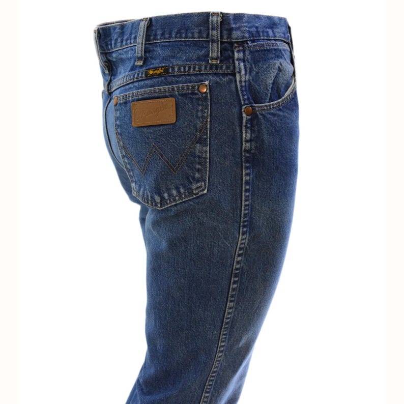 90s Vintage Wrangler Dark Wash Straight Leg Jeans Mens 33x30 South Western Pants image 3