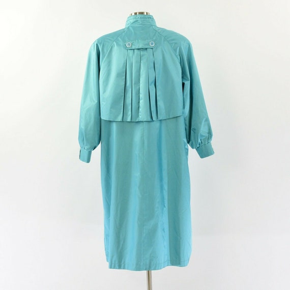 90s Vintage Womens 12P Turquoise Blue Rain Coat P… - image 7