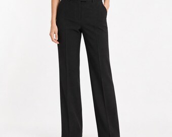 Brooks Brothers Caroline Fit Wool Trousers Womens 14 Black Straight Leg Tollegno