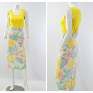 70s Vintage Pastel Floral Print Straight Skirt Vintage Skirts for Women Size XS