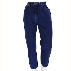 80s Vintage Lee Dark Wash Blue Jeans High Waist Pleated Tapered Leg Womens 10 M