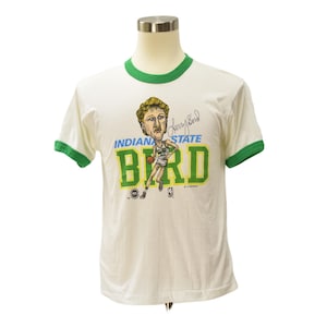 Vintage Larry Bird Bobble Head Ringer Tee Indiana State s