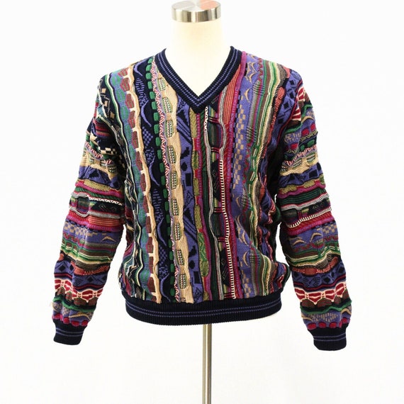 90s Vintage Cotton Traders Coogi Style Sweater V Neck Bold Mens XL Sweaters  