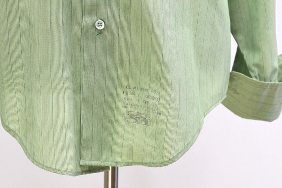 80s Vintage Mens Green Tonal Striped Shirt Size X… - image 3