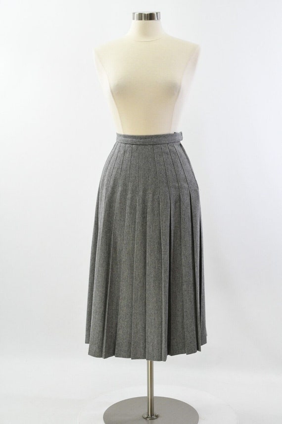 80s Vintage Gray Wool Skirt Pleated Womens 2 JH Co