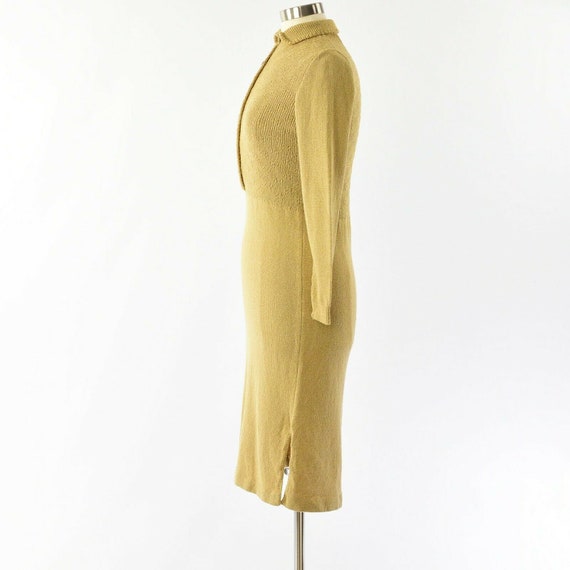 60s Vintage Gold Knit Shirt Dress Womens S Dana H… - image 4