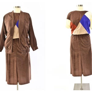 80s Vintage 3 Piece Skirt Suit Set Jacket Top Skirt Womens L Teddi Sport