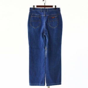 Pantalones vaqueros Wrangler vintage de los años 70 para mujer, talla L, cintura alta, pierna recta, estilo western, vaqueros de trabajo, fabricados en EE. UU., estilo vaquero ranchero, color azul. imagen 3