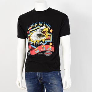 1987 Vintage Men&#39;s M to L Harley Davidson T Shirt Eagles Head & Born In The USA Graphics Speed Limit 70