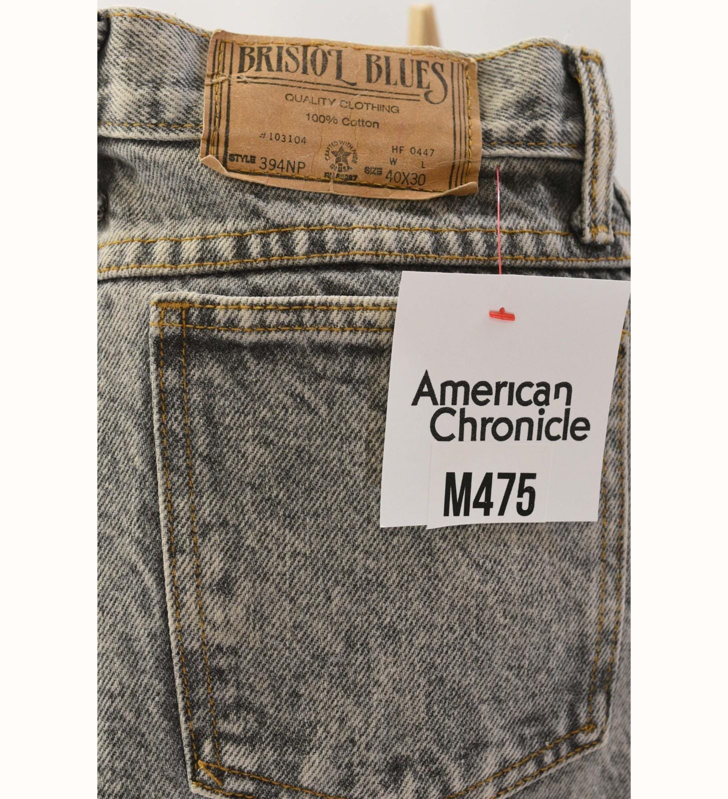 80s Vintage Bristol Blues Black Acid Wash Jeans Mens 38 Straight 