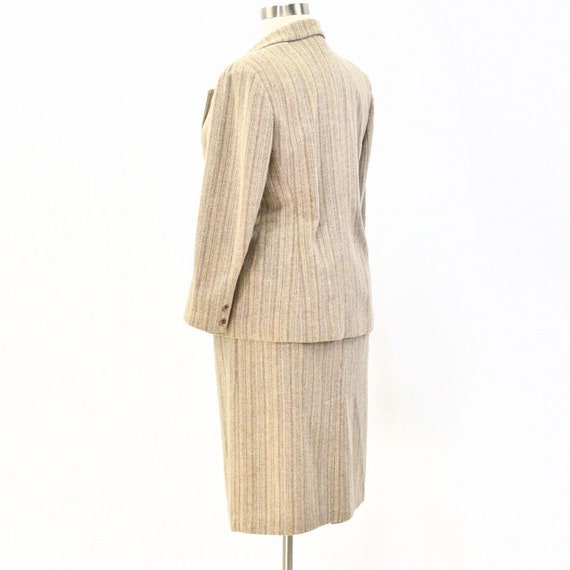 70s Vintage Striped Wool Skirt Suit Womens L Blue… - image 4